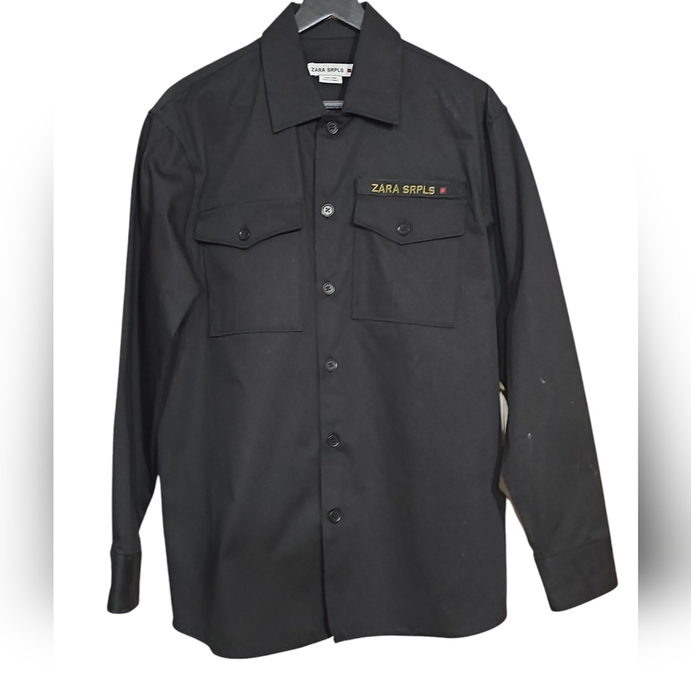 Zara SRPLS Black Button-Up Shirt